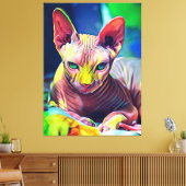 Abstract schilderen van sphynx Cat Canvas Afdruk (Insitu (Woonkamer))