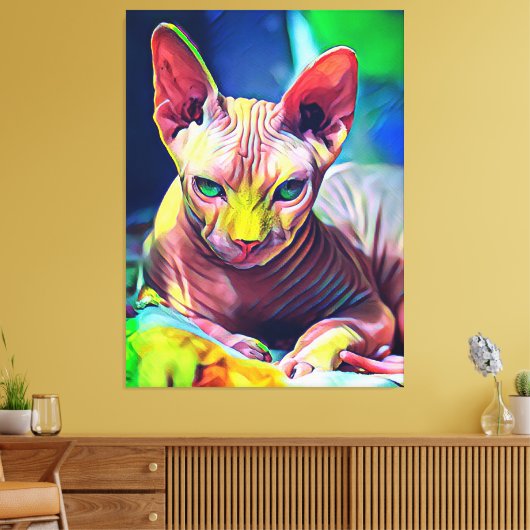 Abstract schilderen van sphynx Cat Canvas Afdruk (Insitu (Woonkamer))