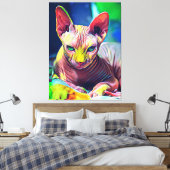 Abstract schilderen van sphynx Cat Canvas Afdruk (Insitu (Slaapkamer))