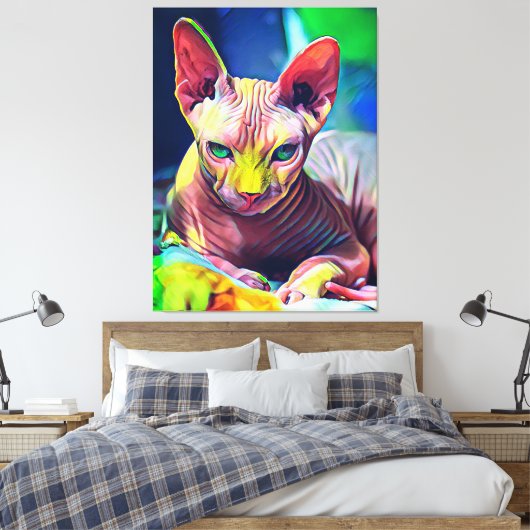 Abstract schilderen van sphynx Cat Canvas Afdruk (Insitu (Slaapkamer))