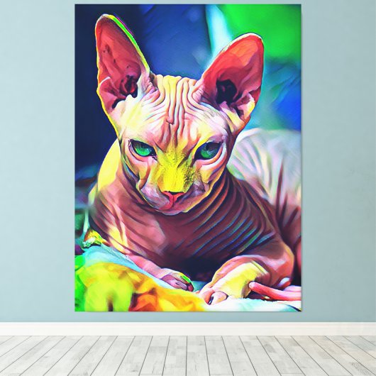 Abstract schilderen van sphynx Cat Canvas Afdruk (Insitu (Houten vloer))