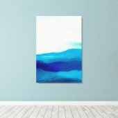 Abstract schilderen van Turquoise en Ocean Blue Ze Canvas Afdruk (Insitu (Houten vloer))