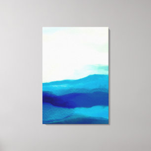 Abstract schilderen van Turquoise en Ocean Blue Ze Canvas Afdruk