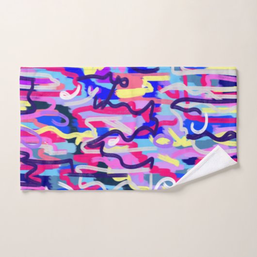 Abstract schilderen van vormen en kleuren bad handdoek (Handdoek)