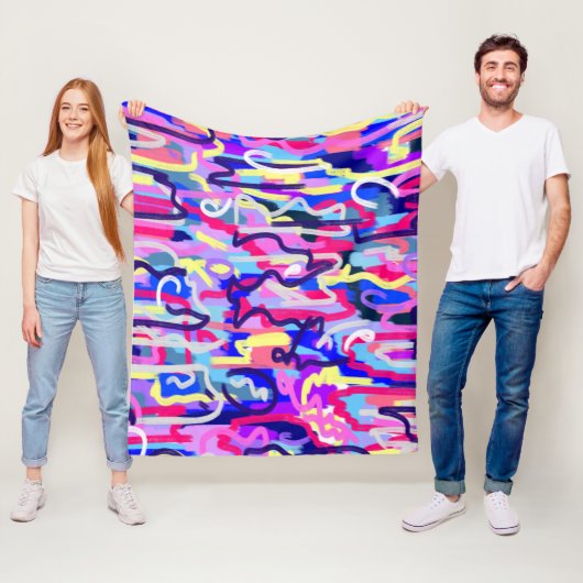 Abstract schilderen van vormen en kleuren fleece deken (In situ)