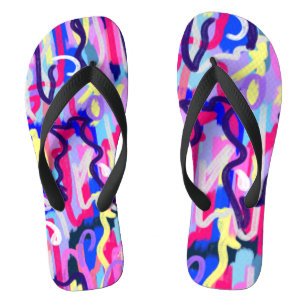 Abstract schilderen van vormen en kleuren teenslippers