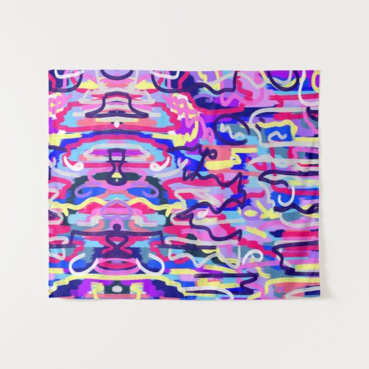 Abstract schilderen van vormen en kleuren wandkleed (Voorkant (horizontaal))