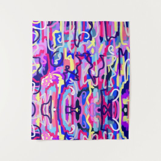 Abstract schilderen van vormen en kleuren wandkleed (Voorkant)