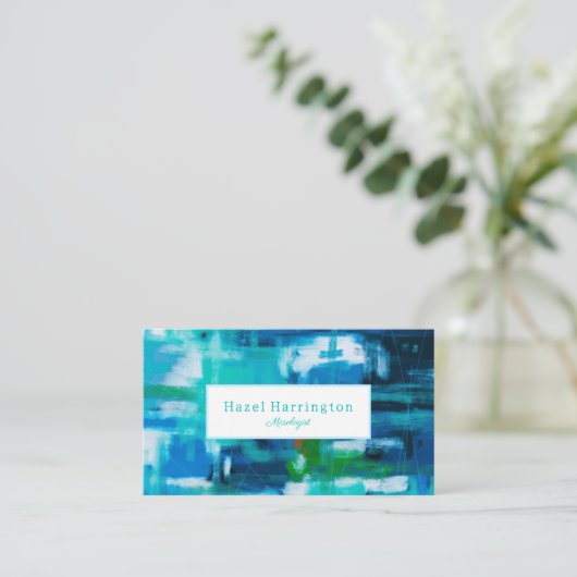 Abstract Schilderen Visitekaartje  Blues (Staand voorkant)