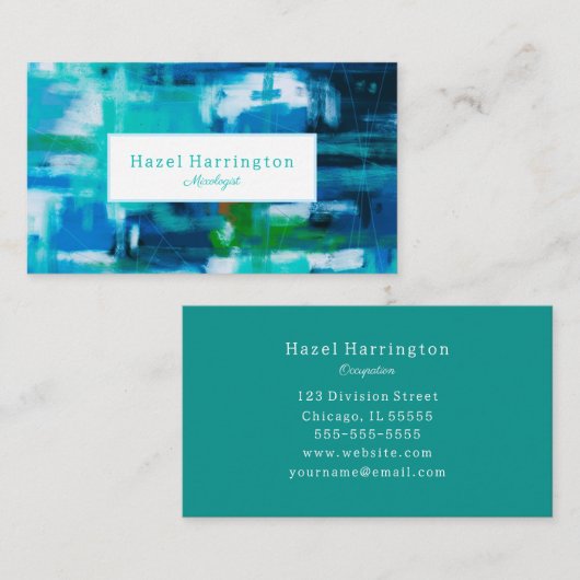 Abstract Schilderen Visitekaartje  Blues (Voorkant / Achterkant)