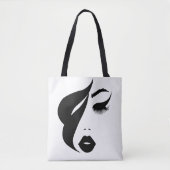 Abstract schilderen vrouwengezicht zwart-wit tote bag (Voorkant)