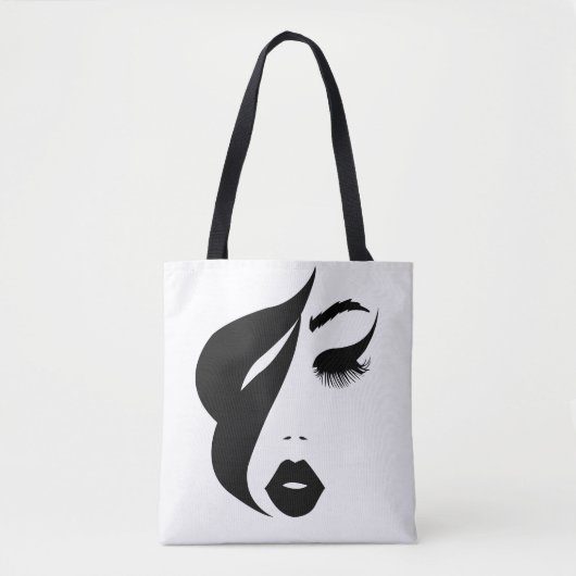 Abstract schilderen vrouwengezicht zwart-wit tote bag (Voorkant)