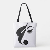Abstract schilderen vrouwengezicht zwart-wit tote bag (Achterkant)