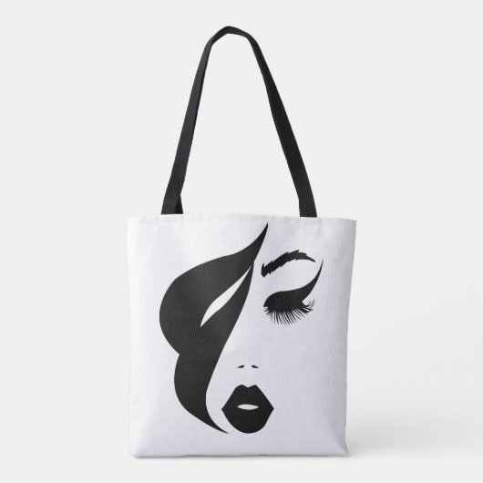 Abstract schilderen vrouwengezicht zwart-wit tote bag (Achterkant)