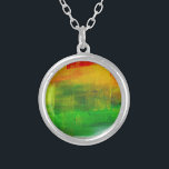 Abstract schilderen zilver vergulden ketting<br><div class="desc">Abstract schilderen in rood,  groen en geel</div>