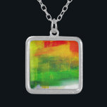 Abstract schilderen zilver vergulden ketting<br><div class="desc">Abstract schilderen in rood,  groen en geel</div>
