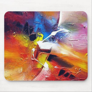 Abstract schilderend modern expressionistisch rood muismat