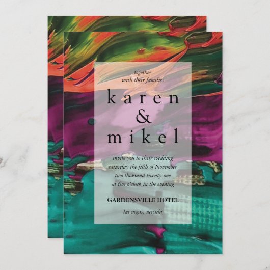 Abstract schilderij Acryl bruiloft uitnodiging (Voorkant / Achterkant)