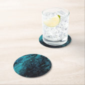 Abstract schilderij Blauw Zwart Textured Planet Ronde Kartonnen Onderzetter (Insitu)