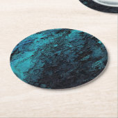 Abstract schilderij Blauw Zwart Textured Planet Ronde Kartonnen Onderzetter (Gebogen)