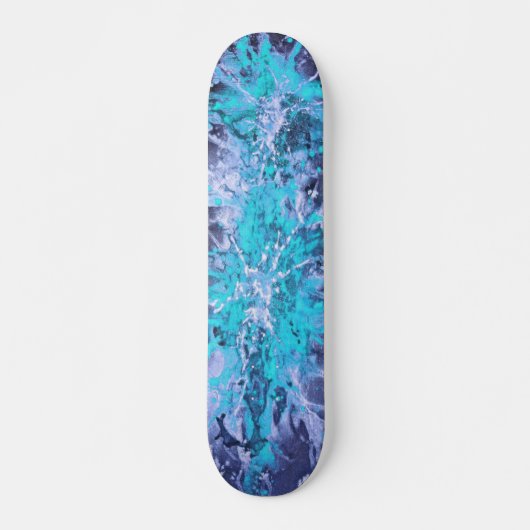 Abstract schilderij | blauwe splattergrunge persoonlijk skateboard (Voorkant)