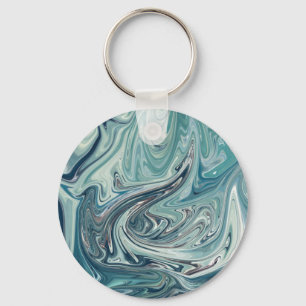 Abstract Schilderij Blauwe Zee Sleutelhanger