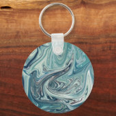 Abstract Schilderij Blauwe Zee Sleutelhanger (Voorkant)