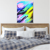 Abstract schilderij, Blauwgroen, Roze, Zwart, Geel Canvas Afdruk (Insitu (Slaapkamer))