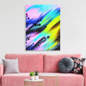 Abstract schilderij, Blauwgroen, Roze, Zwart, Geel Canvas Afdruk (Insitu (Woonkamer))