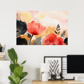 Abstract schilderij bloemen achtergrond poster (Thuiskantoor)