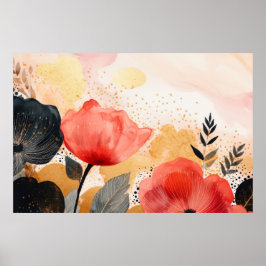 Abstract schilderij bloemen achtergrond poster