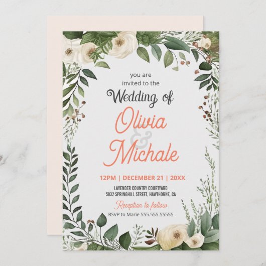 Abstract Schilderij Bloemige Trouw Groene Frame Kaart (Voorkant / Achterkant)