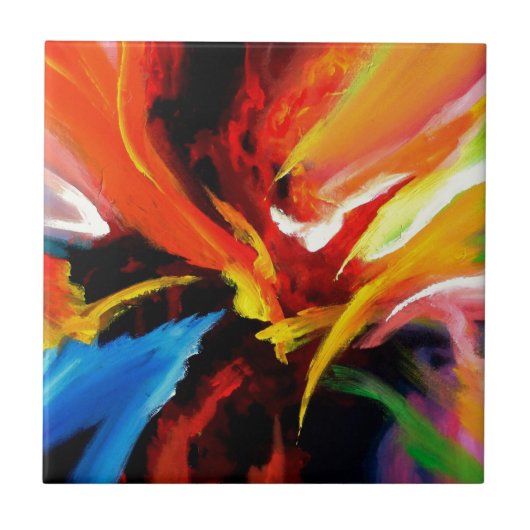 Abstract Schilderij door Serdar Hizli Tegeltje (Voorkant)
