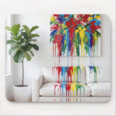 Abstract Schilderij Druipende Natte Verf op Witte Muismat (Voorkant)