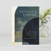 Abstract schilderij foto boog vorm minimale bruilo save the date (Staand voorkant)