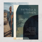 Abstract schilderij foto boog vorm minimale bruilo save the date (Voorkant / Achterkant)