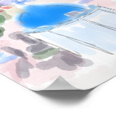 Abstract schilderij Griekenland eiland Santorini o Poster (Hoek)