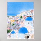 Abstract schilderij Griekenland eiland Santorini o Poster (Voorkant)