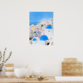 Abstract schilderij Griekenland eiland Santorini o Poster (Keuken)