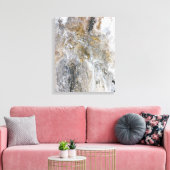 Abstract schilderij grijs zwart goud canvas afdruk (Insitu (Woonkamer))