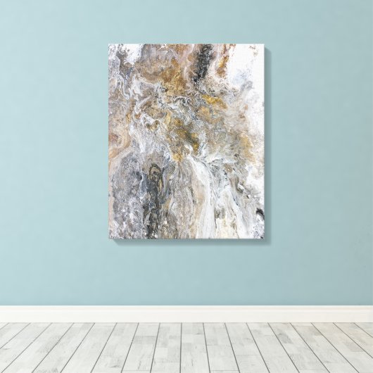 Abstract schilderij grijs zwart goud canvas afdruk (Insitu (Houten vloer))