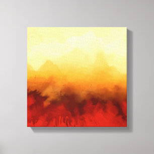 Abstract schilderij, hedendaags, rood, beige canvas afdruk