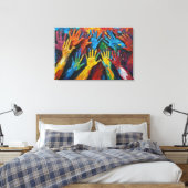 Abstract schilderij Het staat voor verscheidenheid Canvas Afdruk (Insitu (Slaapkamer))