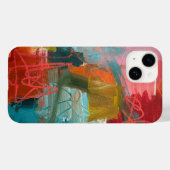 Abstract schilderij in blauwgroen en rood voor iPh Case-Mate iPhone Case (Achterkant (horizontaal))
