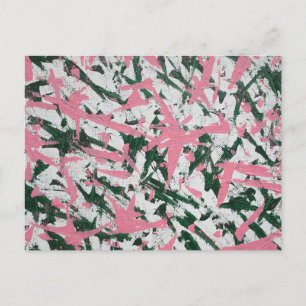 Abstract schilderij in roze en groen briefkaart