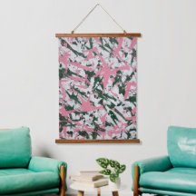 Abstract schilderij in roze en groen