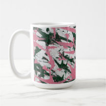 Abstract schilderij in roze en groen