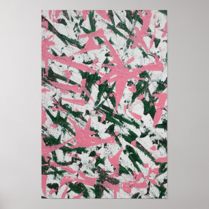 Abstract Schilderij in Roze en Groen Poster