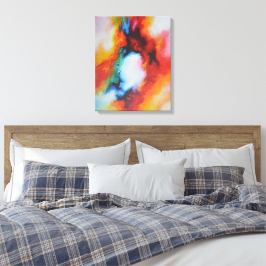 Abstract schilderij Kleurrijke Moderne Kunst Canvas Afdruk (Insitu (Slaapkamer))