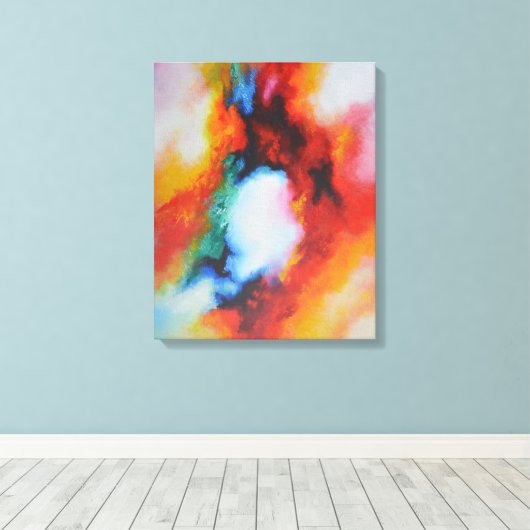 Abstract schilderij Kleurrijke Moderne Kunst Canvas Afdruk (Insitu (Houten vloer))